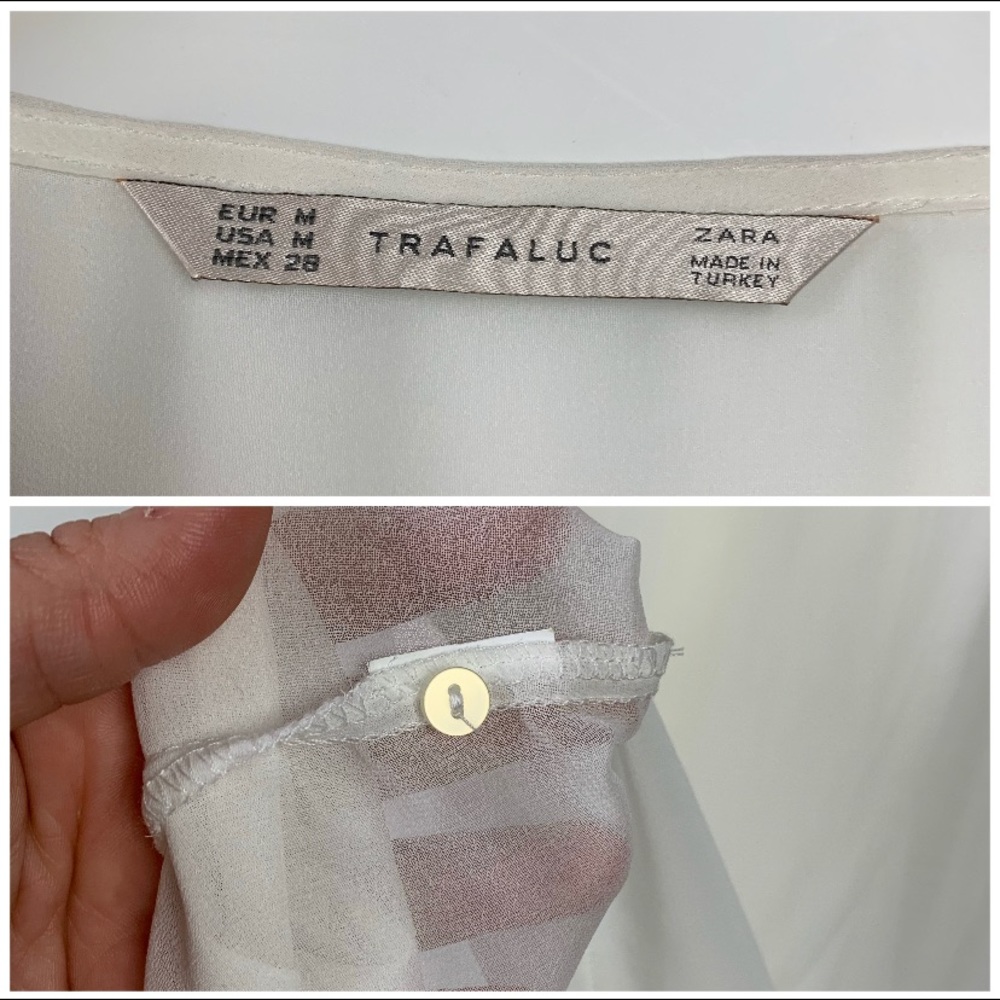 Zara Chiffon Wht/Cream Top M - Picture 8 of 8